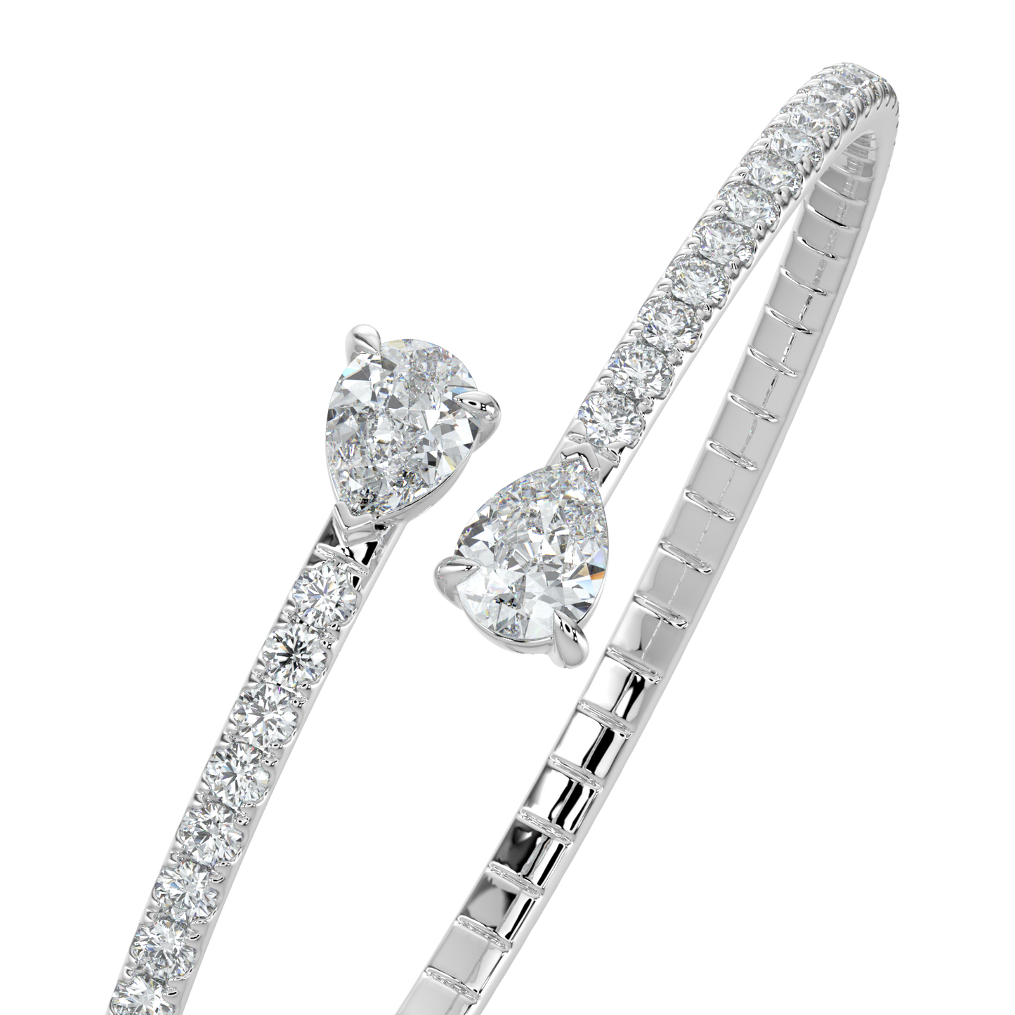 Pear Solitaire Diamond Bracelet-White Gold