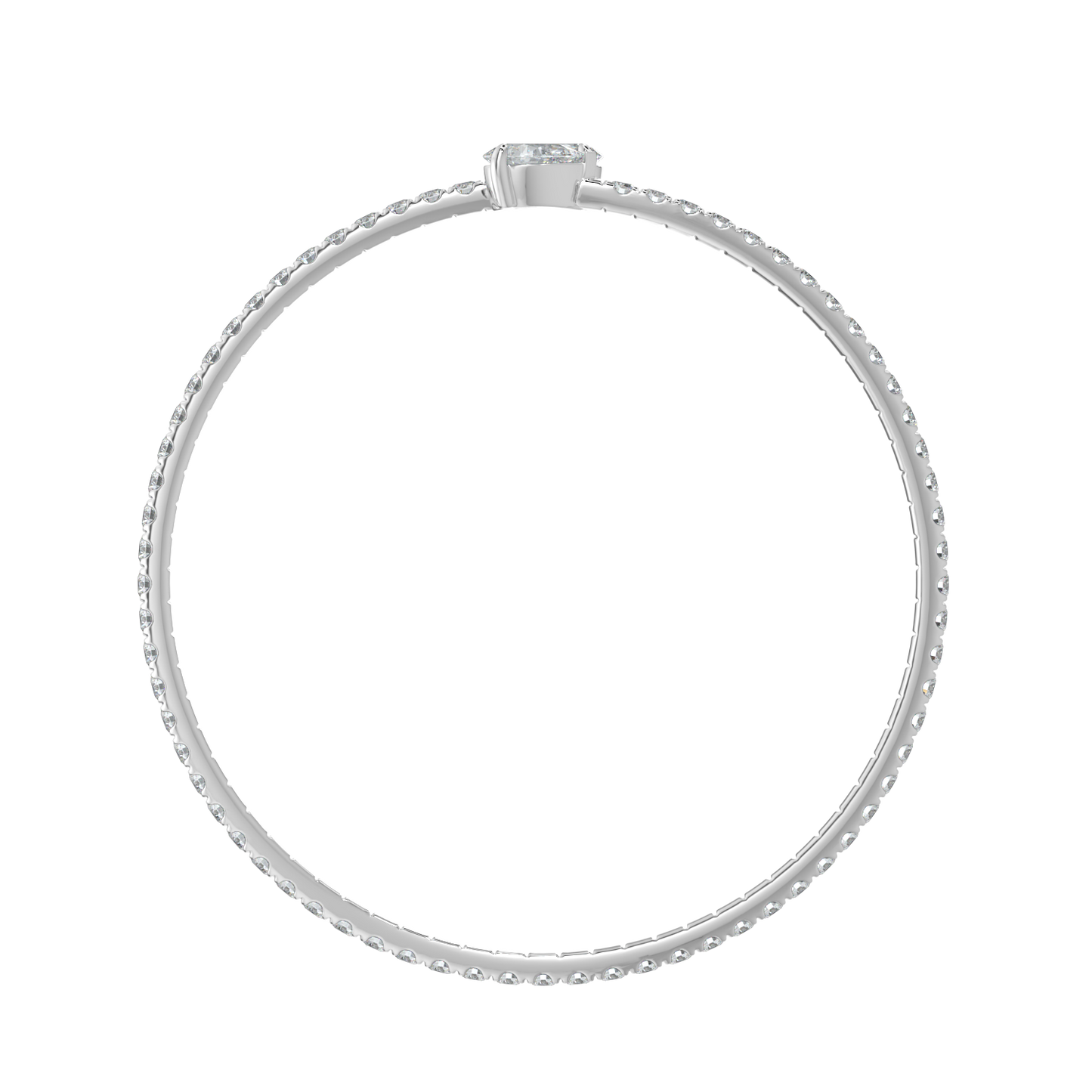 Pear Solitaire Diamond Bracelet-White Gold