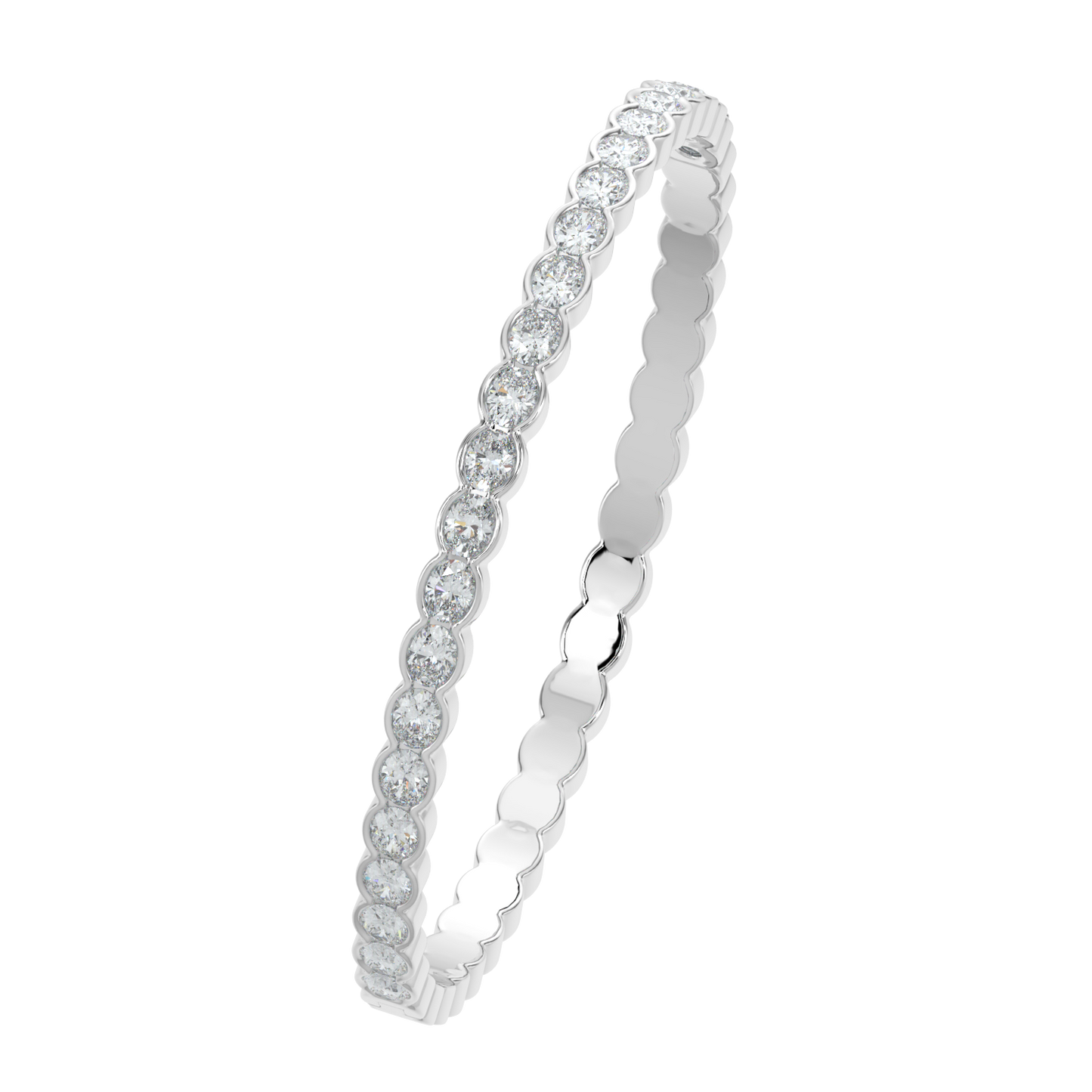 Oval Cut Diamond Bracelet-White Gold