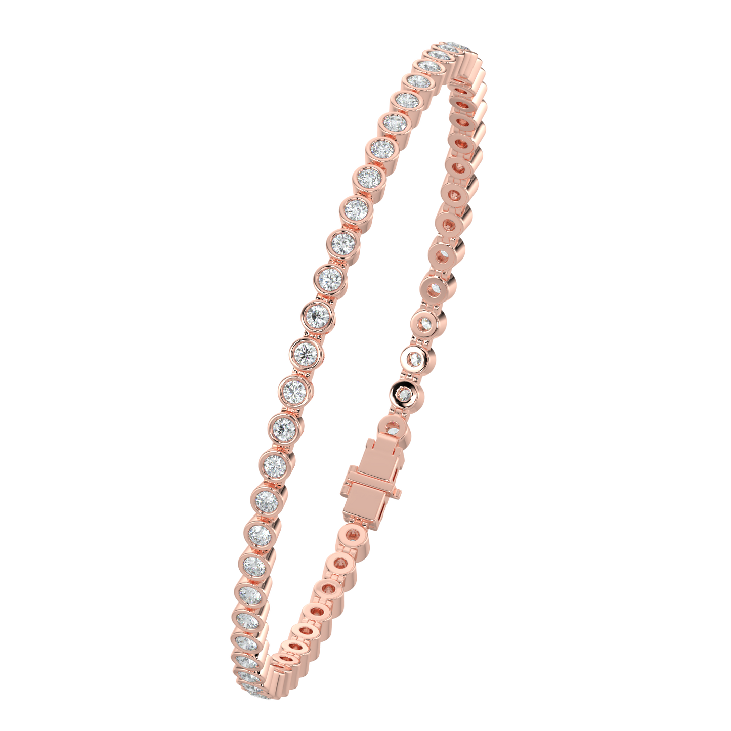 Round Tennis Diamond Bracelet-Rose Gold