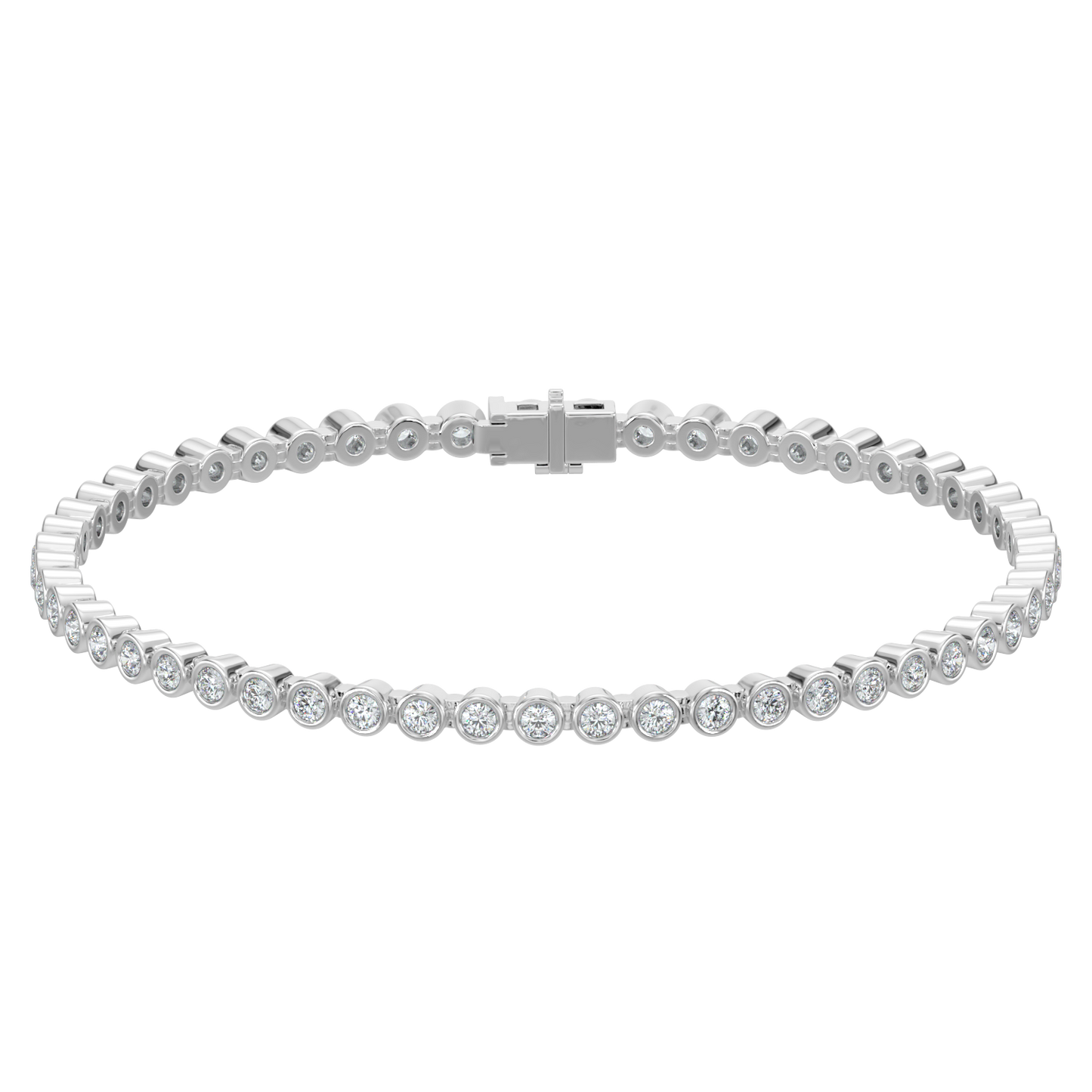Round Tennis Diamond Bracelet-White Gold