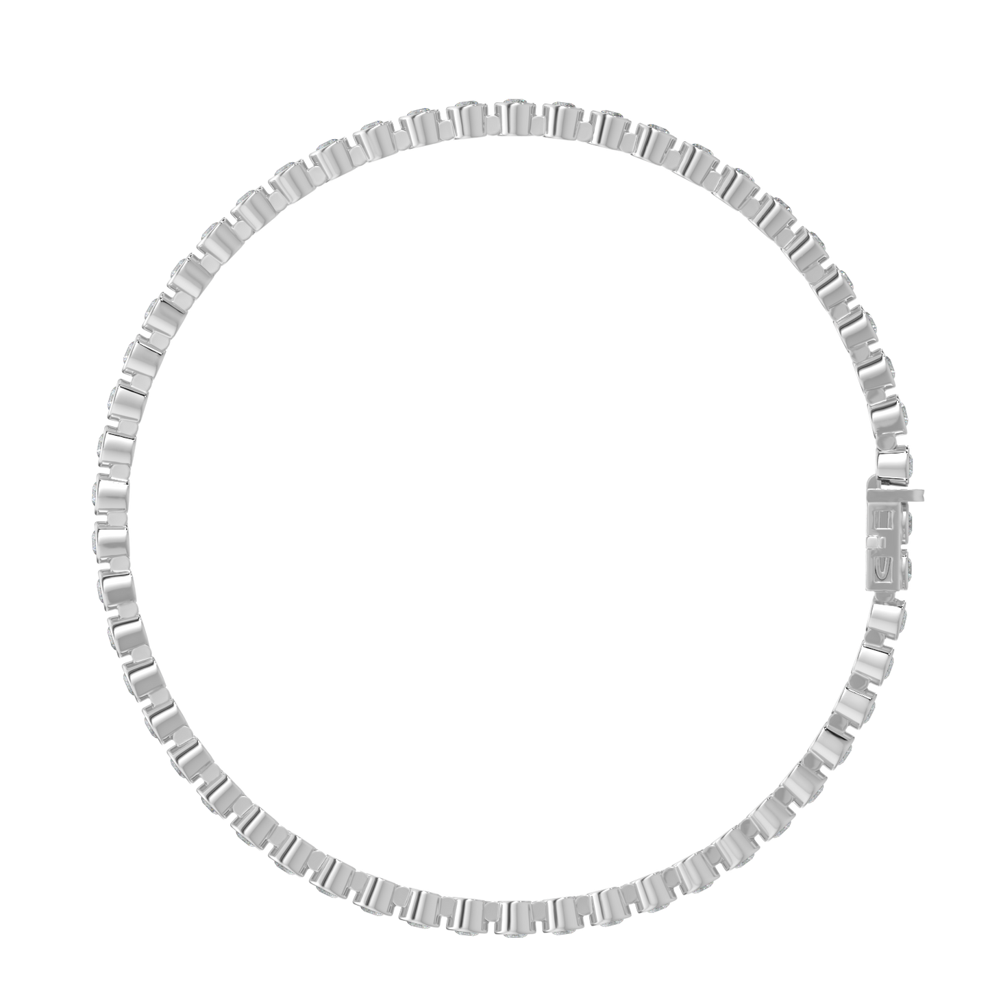 Round Tennis Diamond Bracelet-White Gold