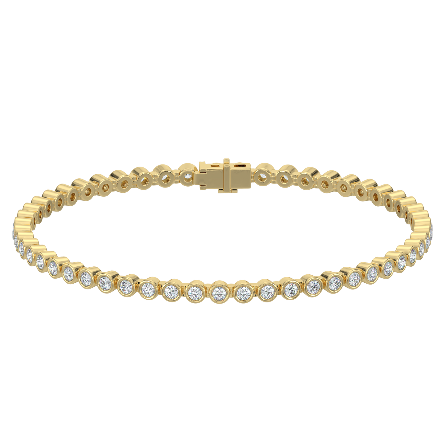 Round Tennis Diamond Bracelet-Yellow Gold
