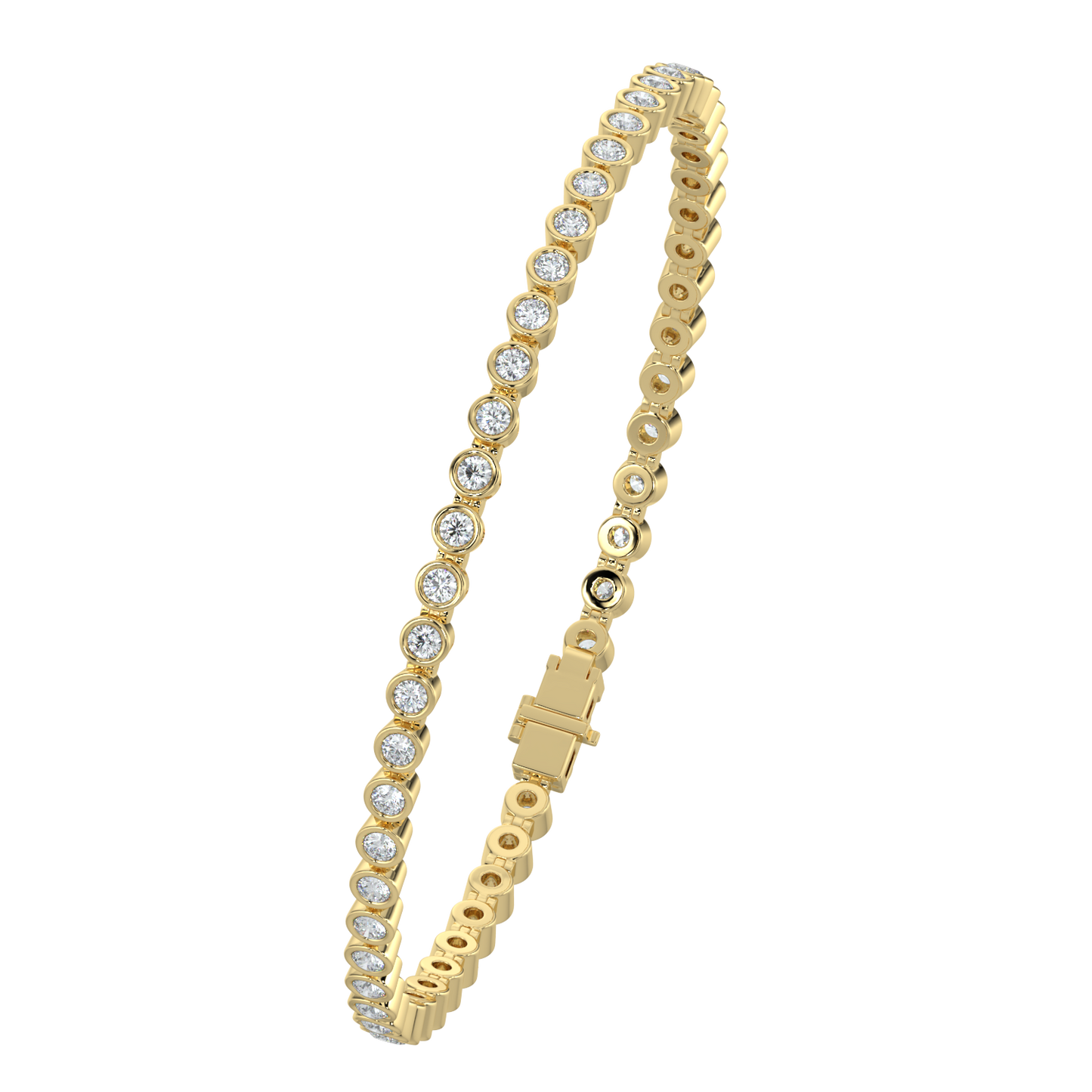 Round Tennis Diamond Bracelet-Yellow Gold