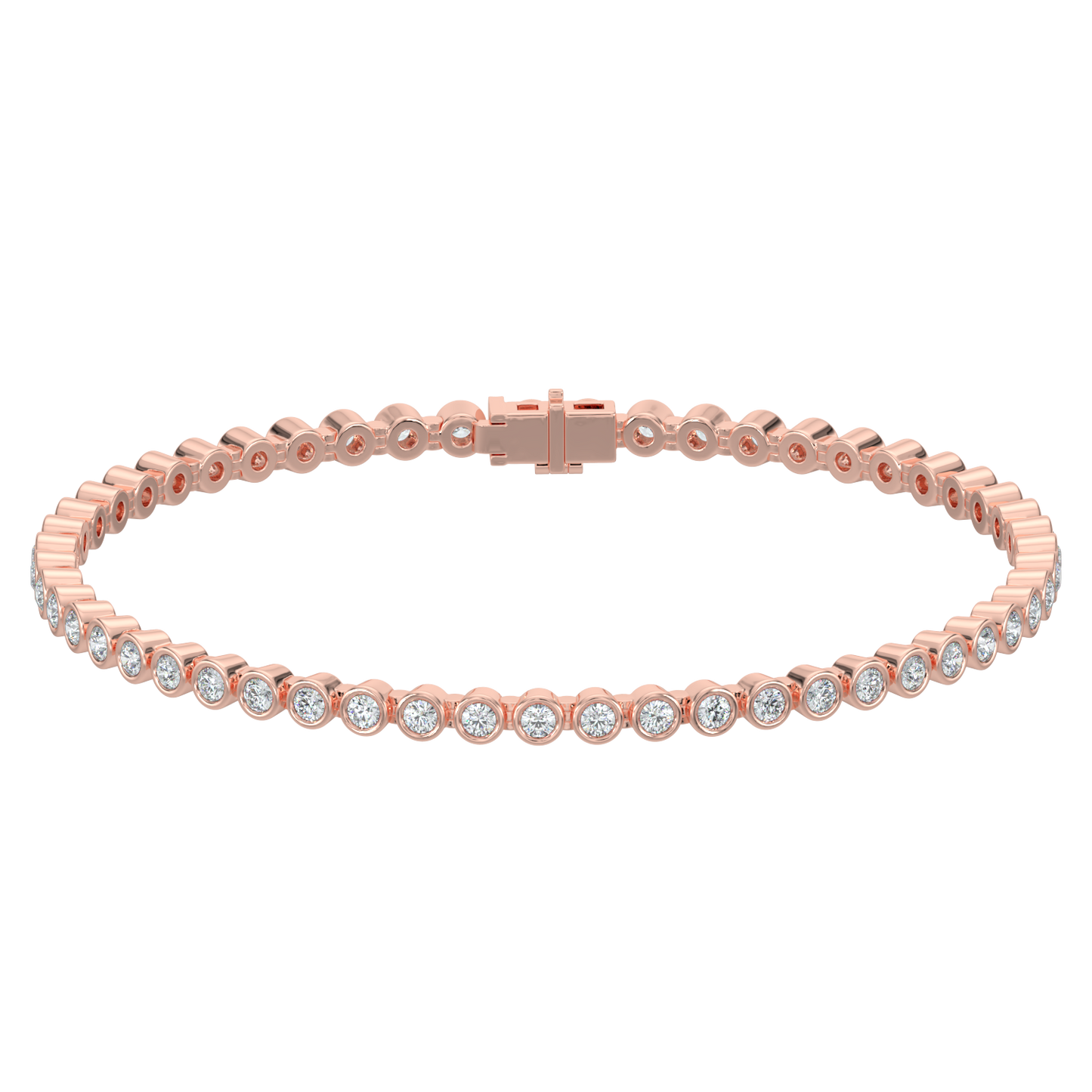 Round Tennis Diamond Bracelet-Rose Gold