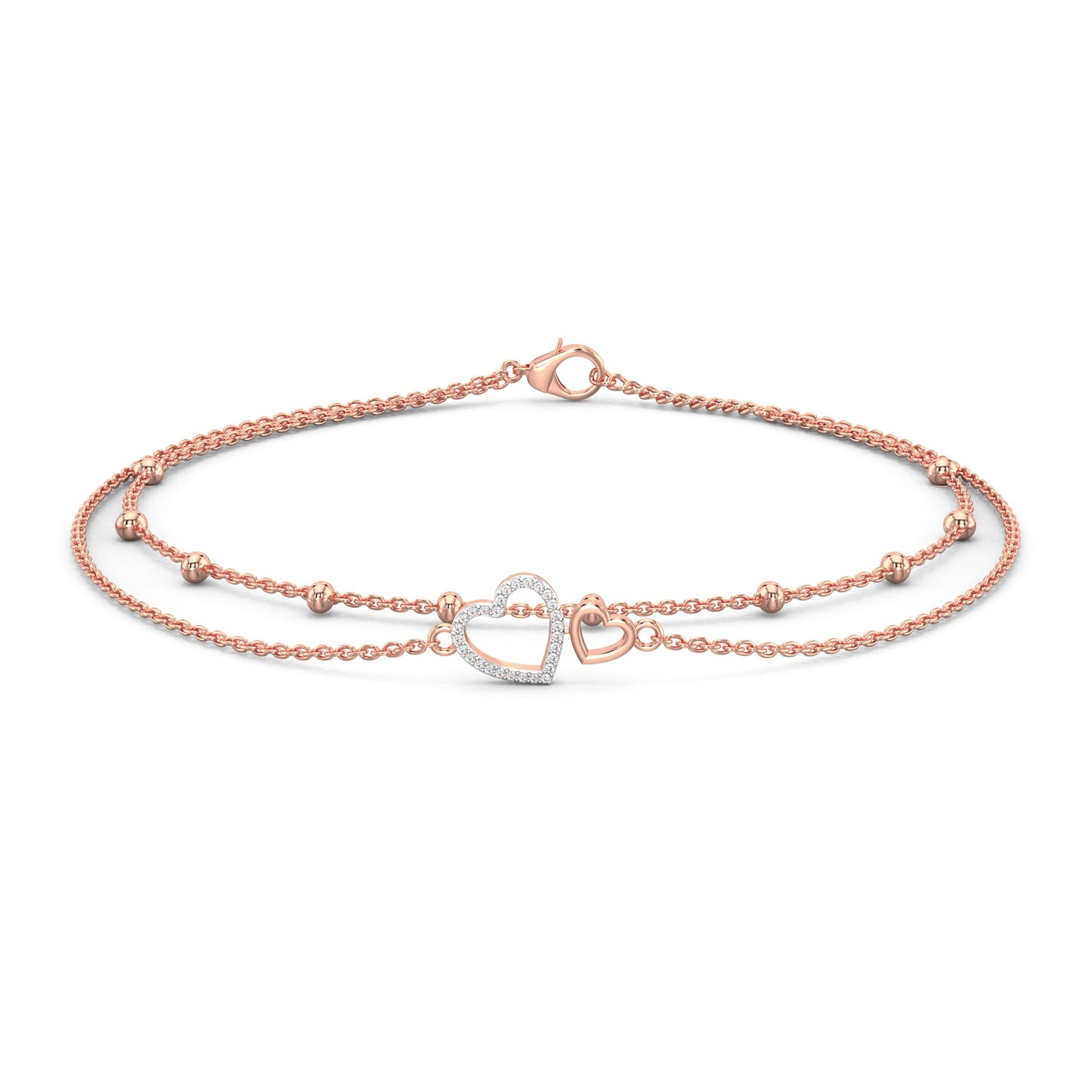 Heartfelt Sparkle Bracelet-Rose Gold