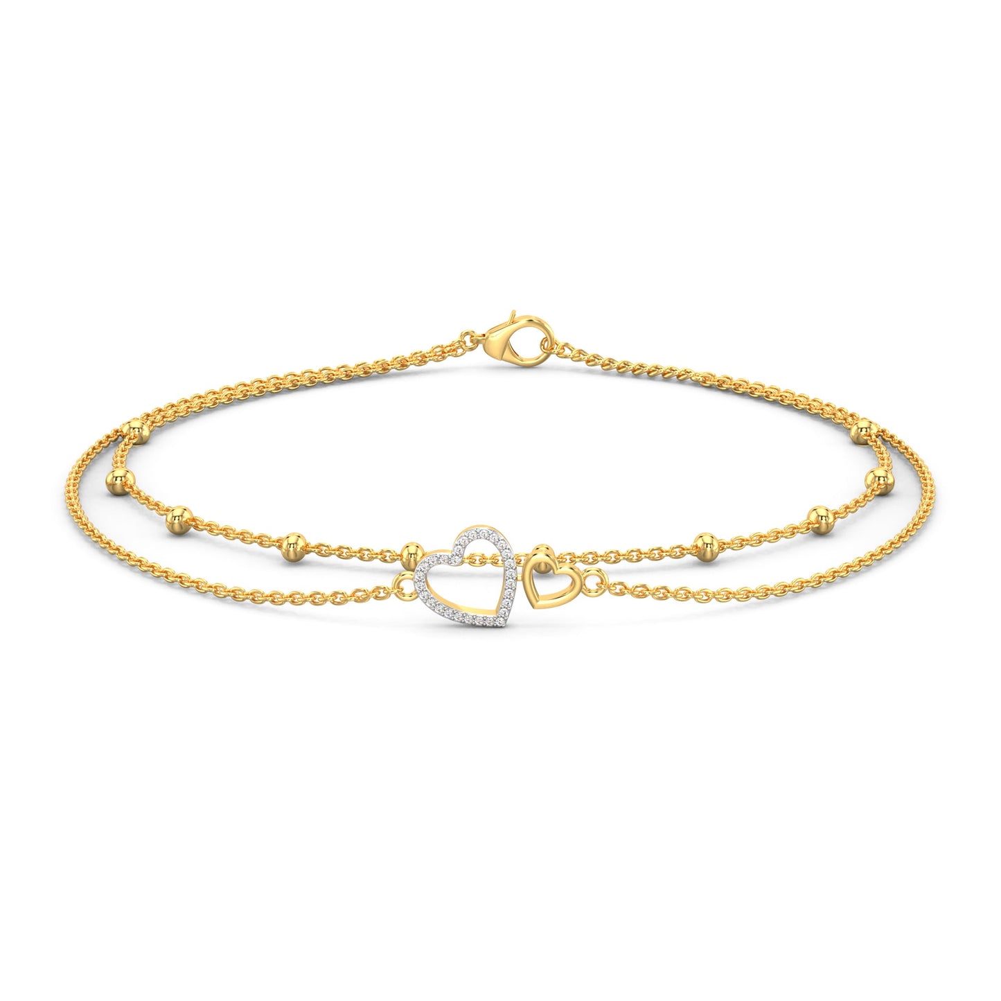 Heartfelt Sparkle Bracelet-Yellow Gold