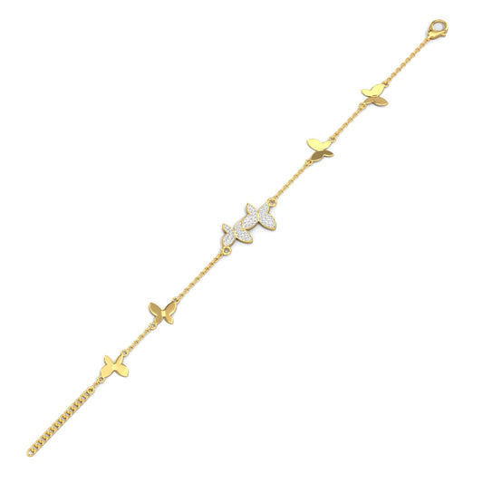Graceful Flutter Diamond Bracelet-Yellow Gold
