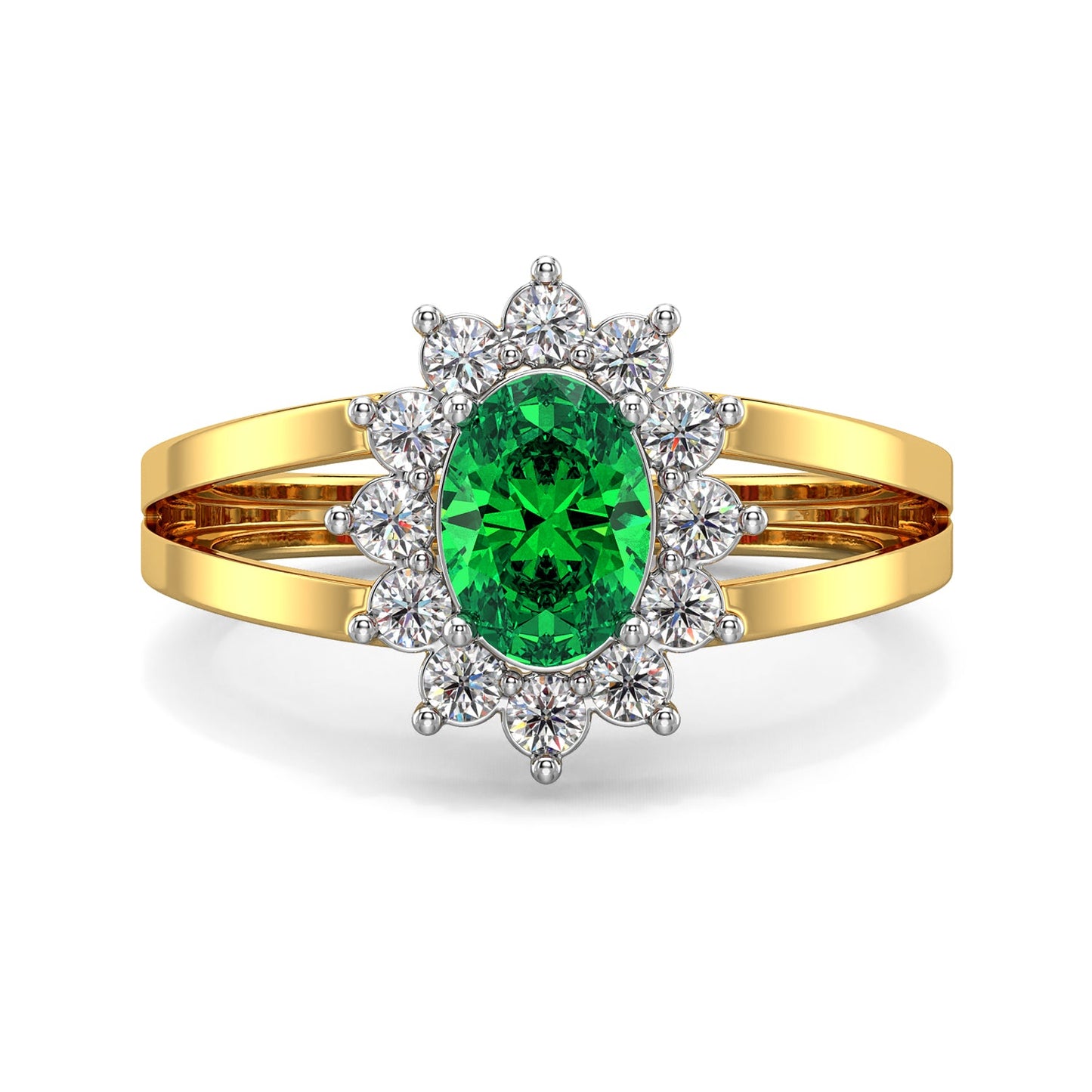 Oval Halo Green Gemstone Ring
