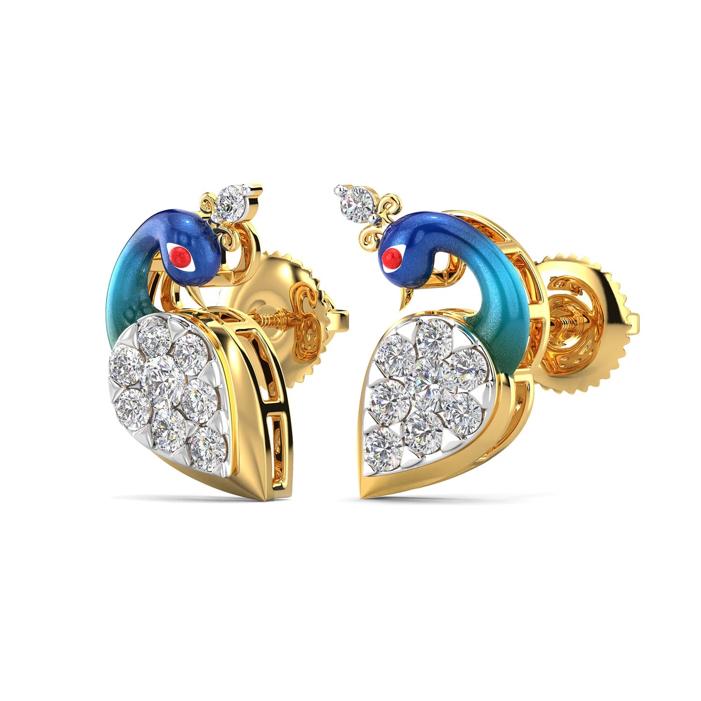 Minimalist Peacock Earrings-Yellow Gold
