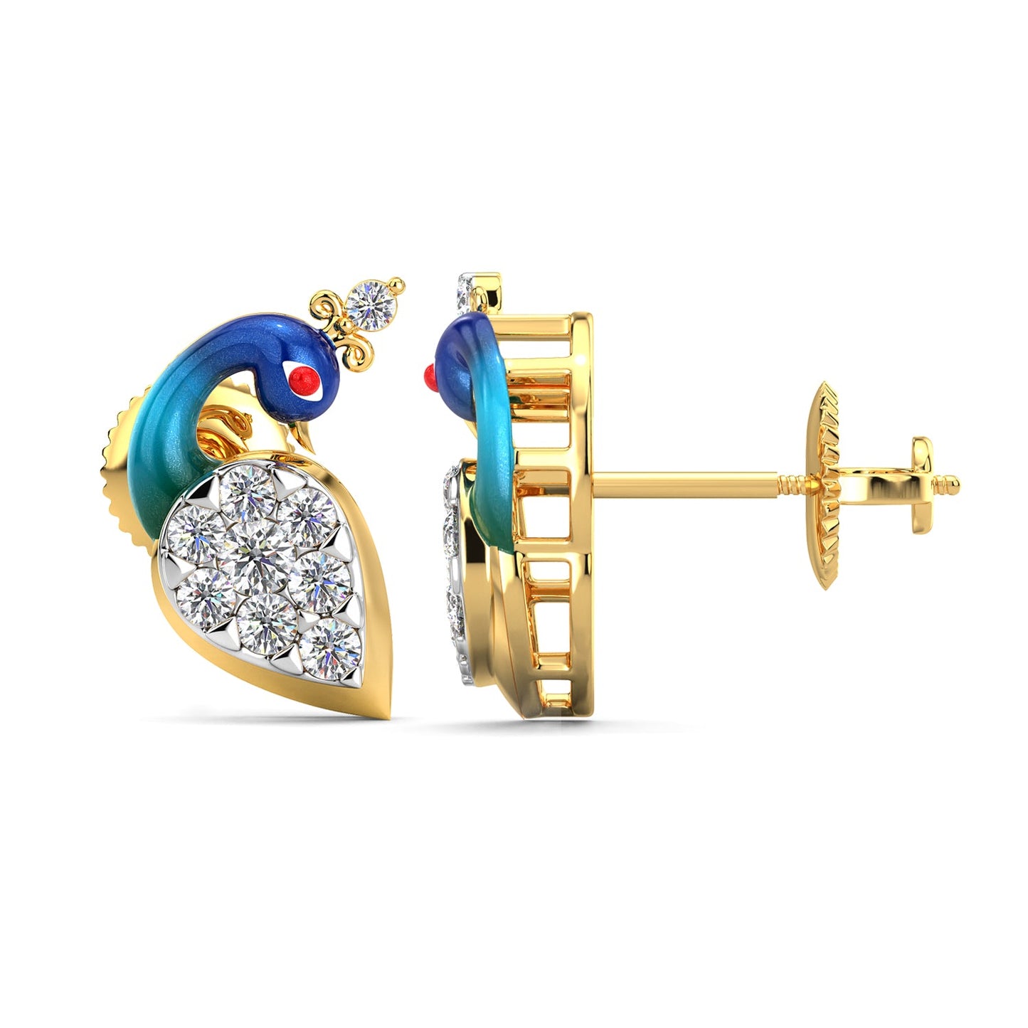 Minimalist Peacock Earrings-Yellow Gold
