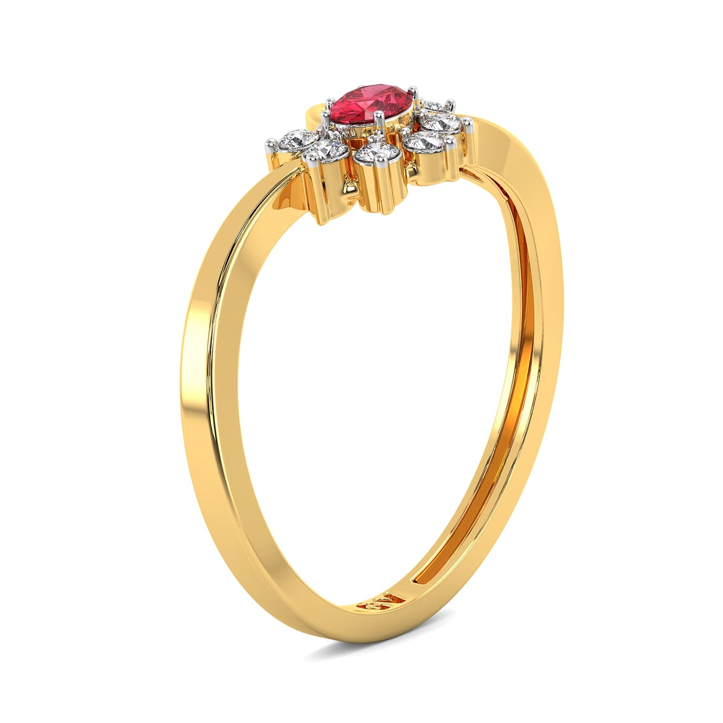 Crimson Petal Gemstone Ring