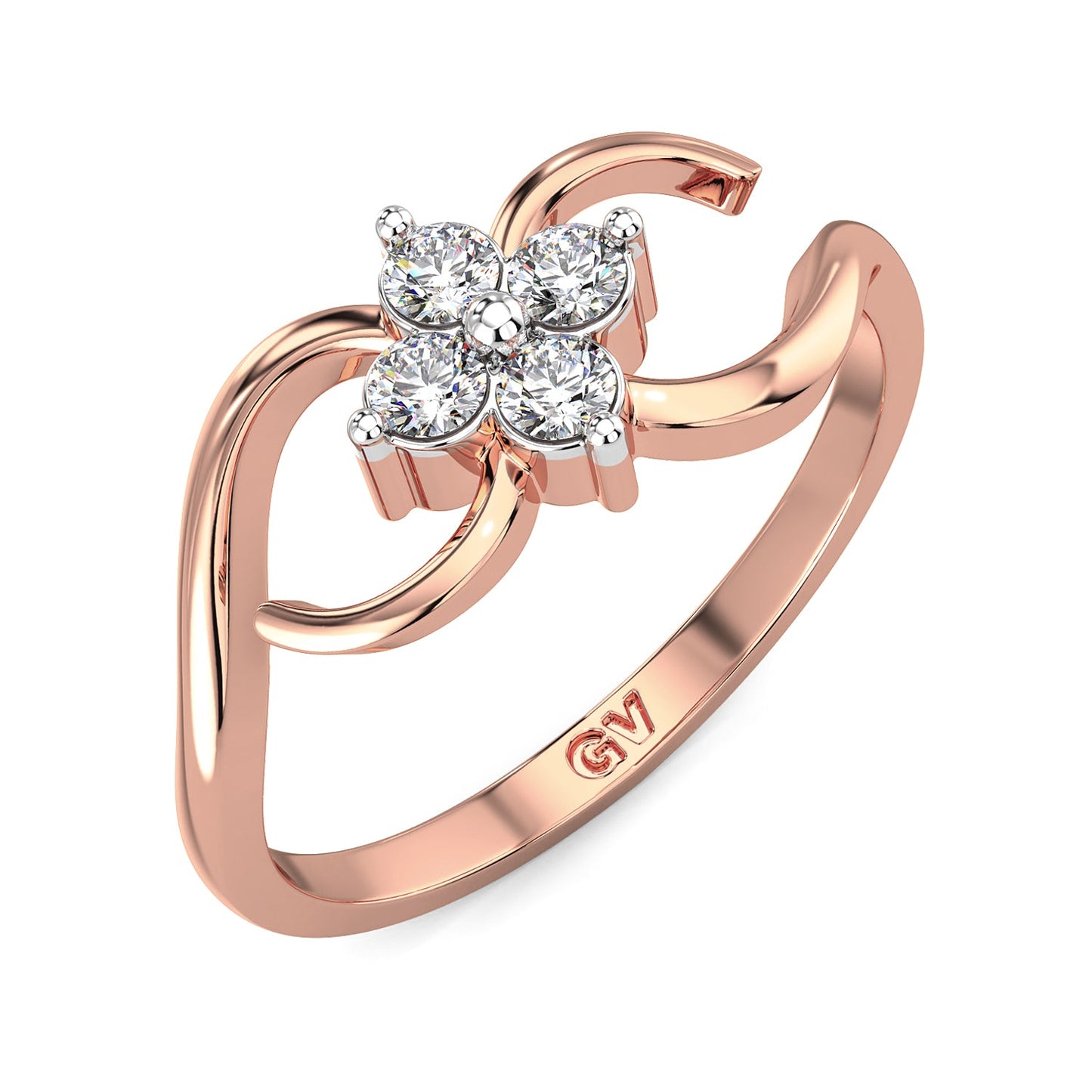 Floral Flourish Diamond Ring-Rose Gold