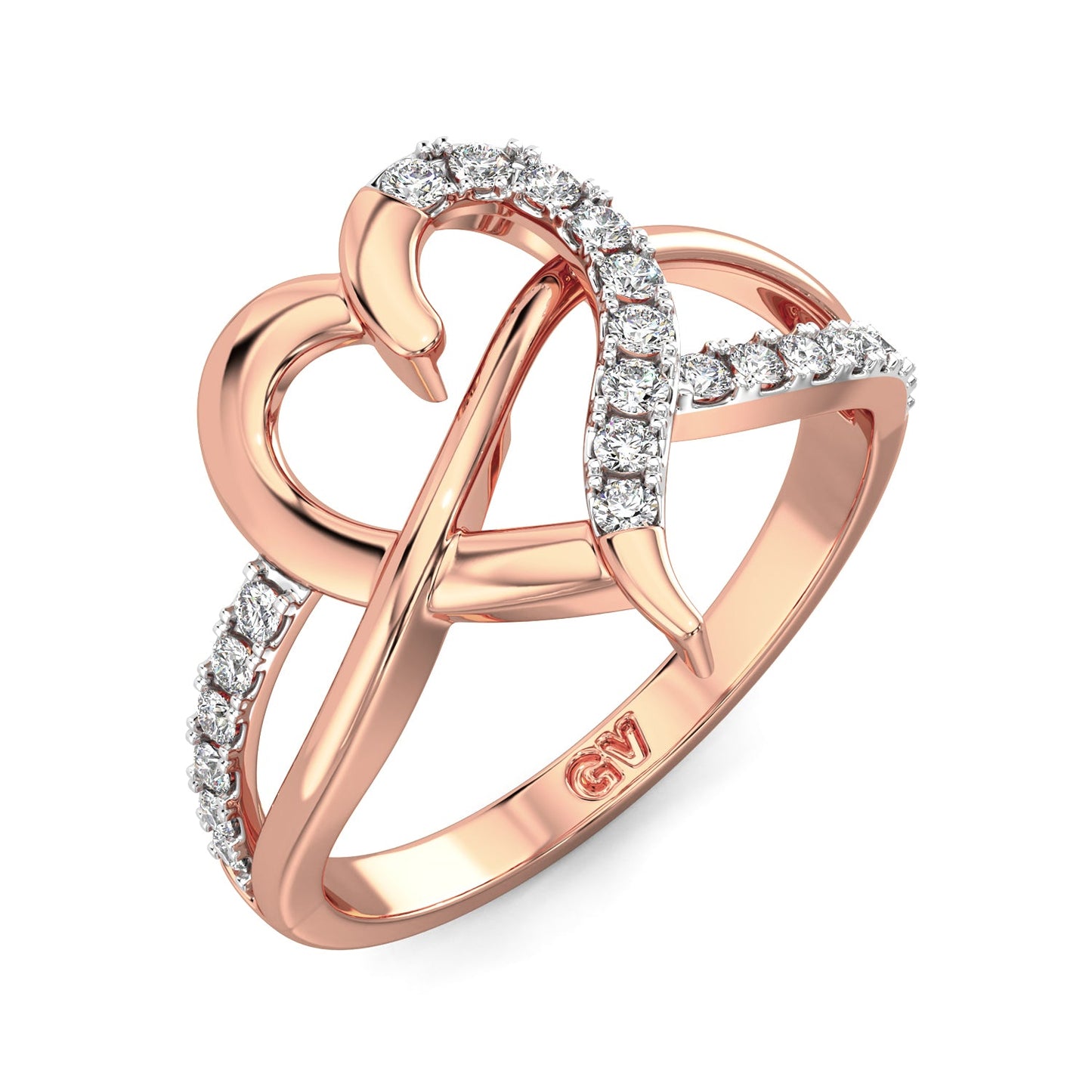 Heart's Whisper Diamond Ring-Rose Gold