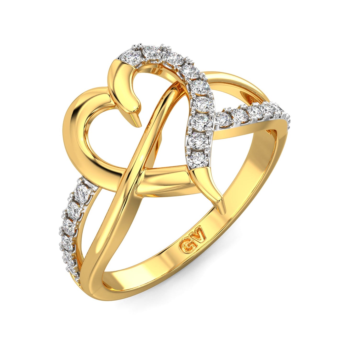 Heart's Whisper Diamond Ring-Yellow Gold