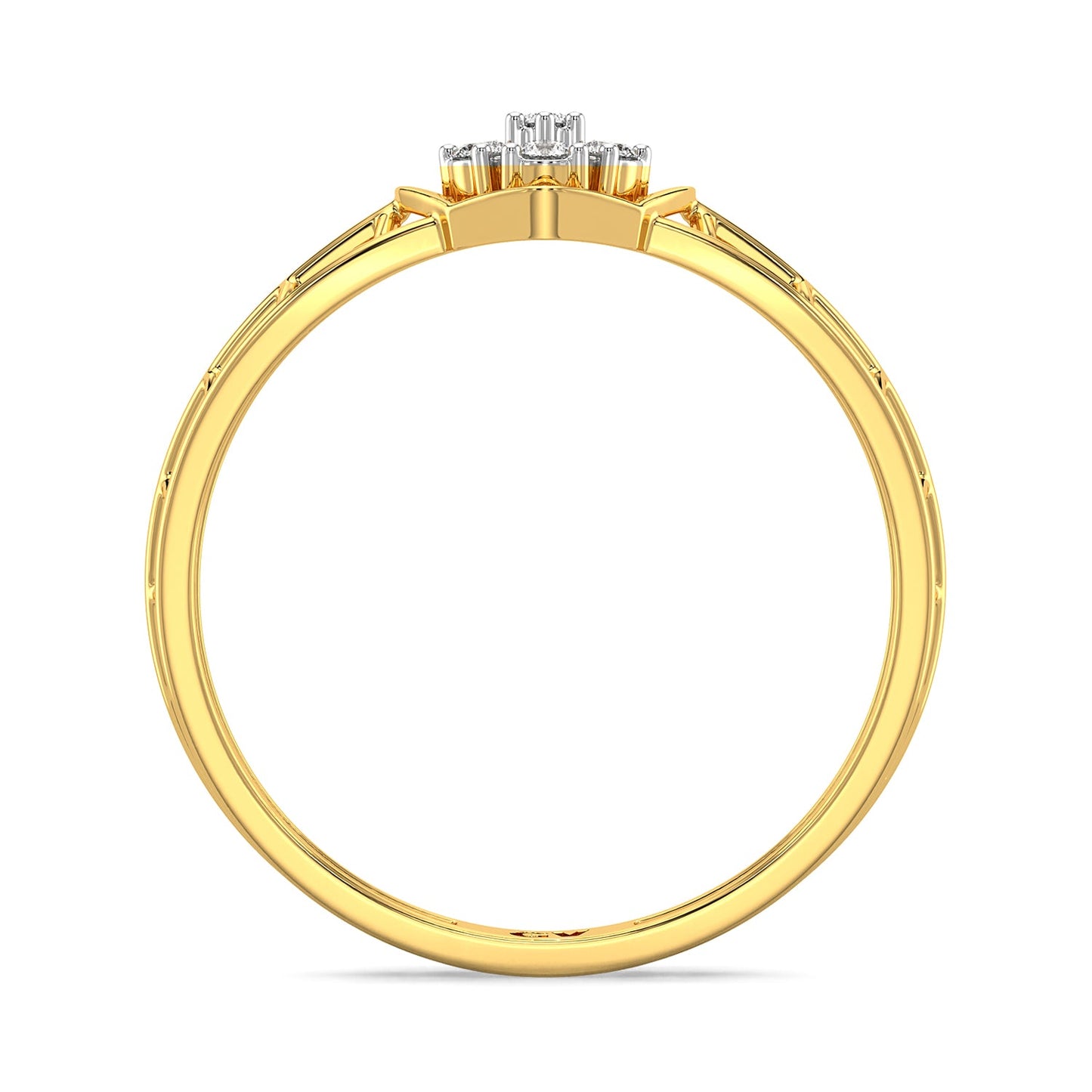 Gilded Mesh Diamond Ring-Yellow Gold