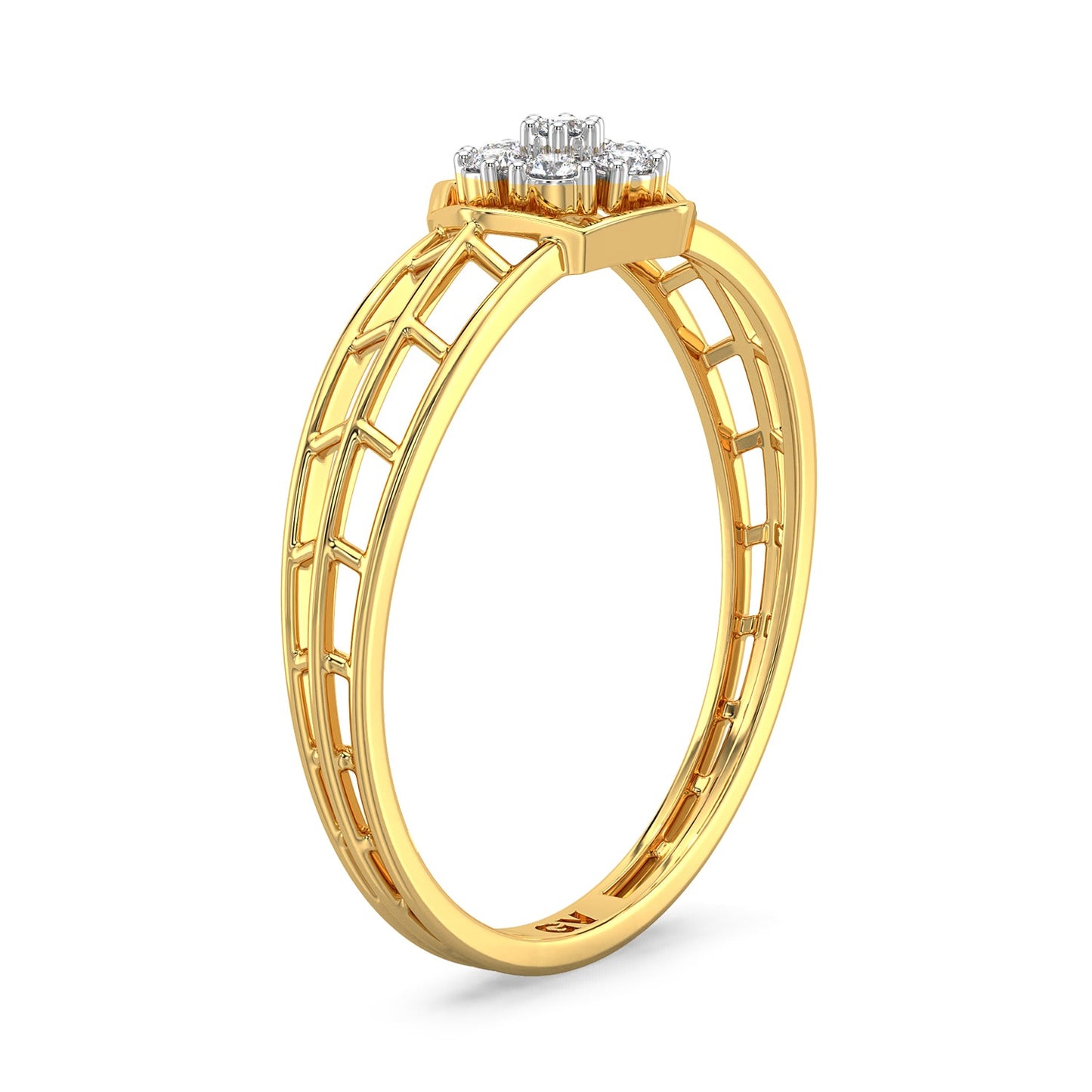 Gilded Mesh Diamond Ring-Yellow Gold