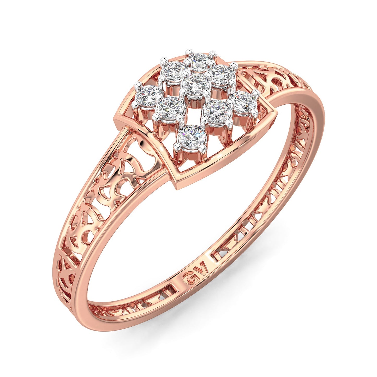 Stellar Net Mesh Diamond Ring-Rose Gold