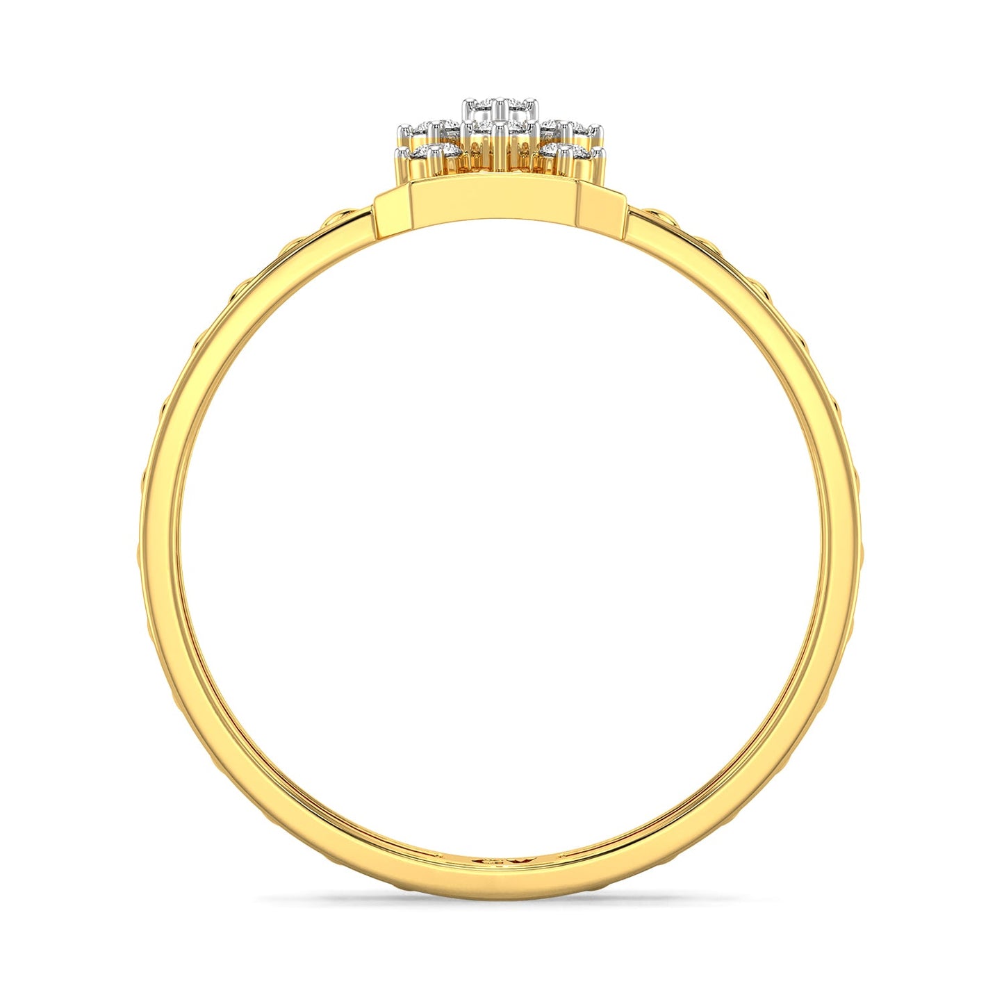 Grid Mesh Diamond Ring-Yellow Gold