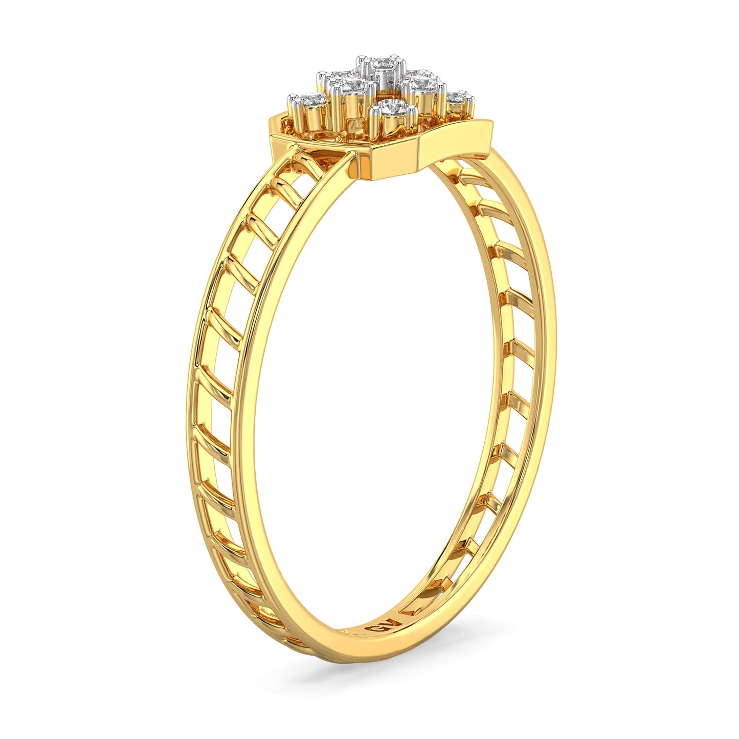 Grid Mesh Diamond Ring-Yellow Gold