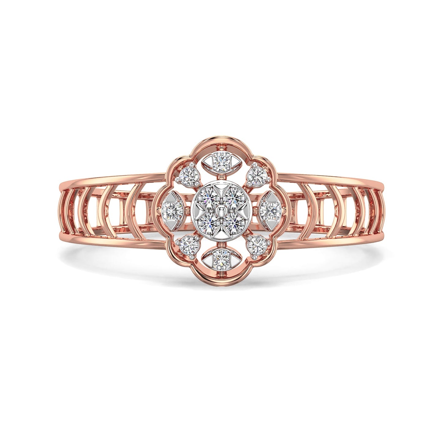 Subtle Spark Mesh Diamond Ring-Rose Gold
