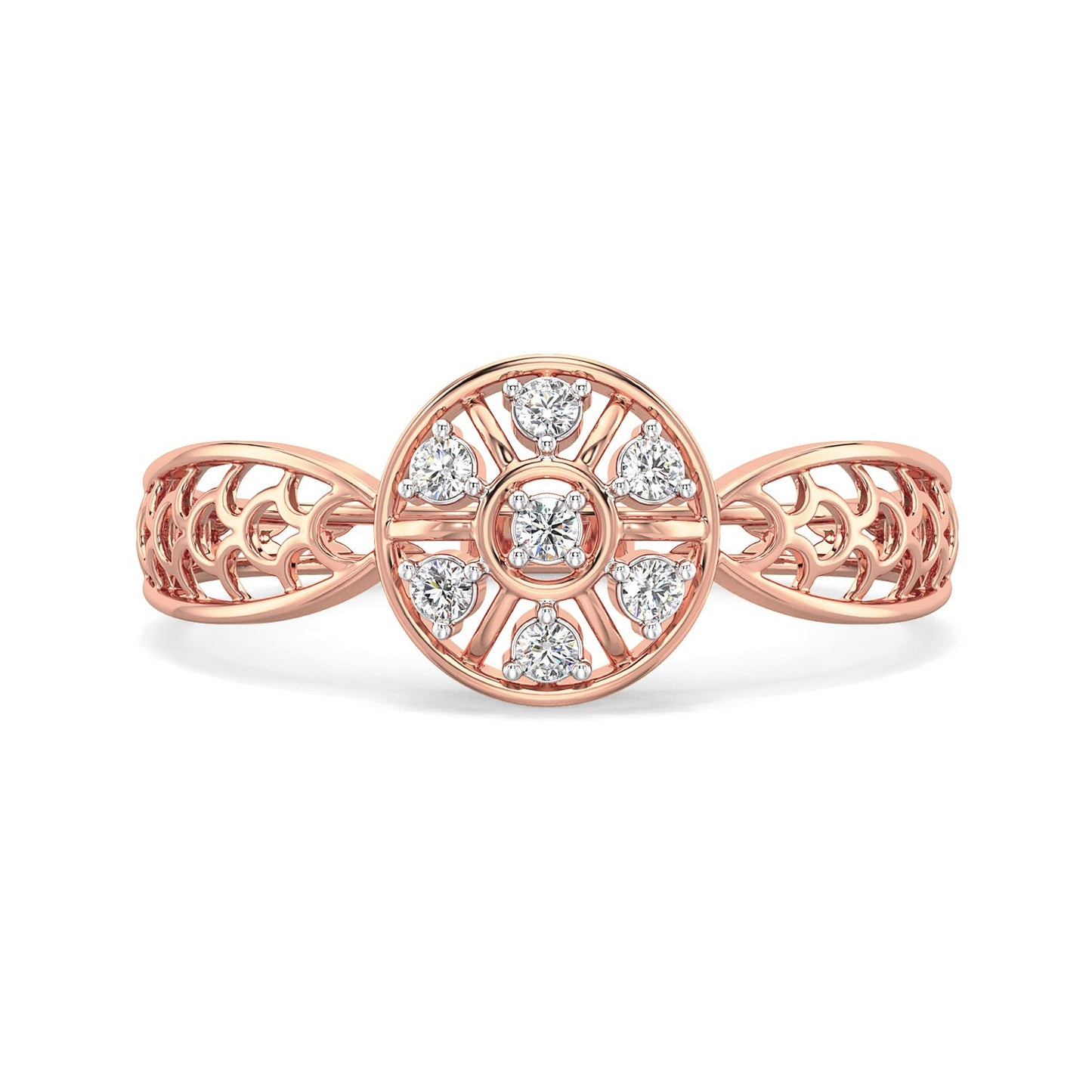 Bloom Mesh Diamond Ring-Rose Gold