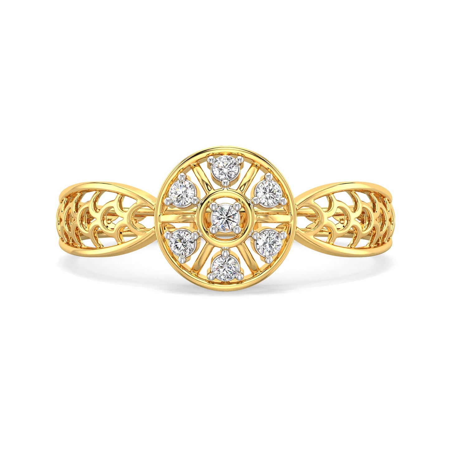 Bloom Mesh Diamond Ring-Yellow Gold