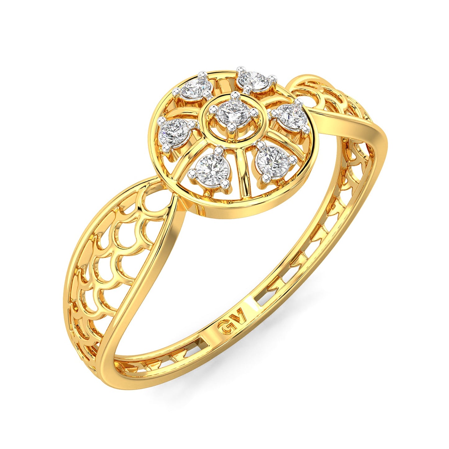 Bloom Mesh Diamond Ring-Yellow Gold