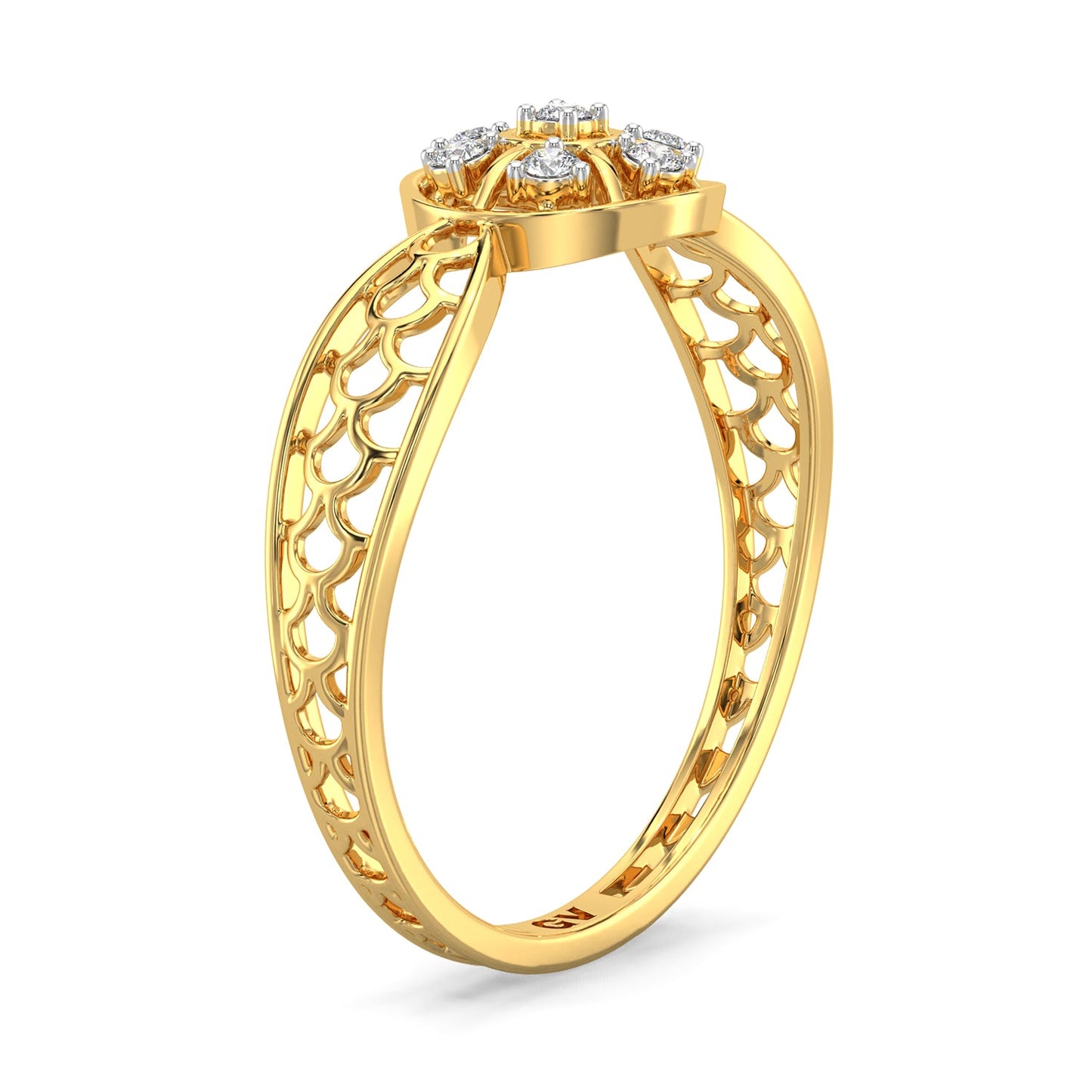 Bloom Mesh Diamond Ring-Yellow Gold