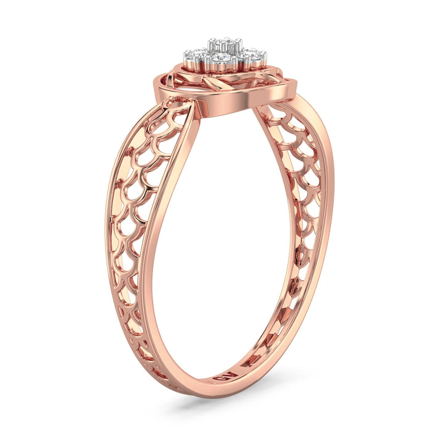 Aurora Halo Mesh Diamond Ring-Rose Gold