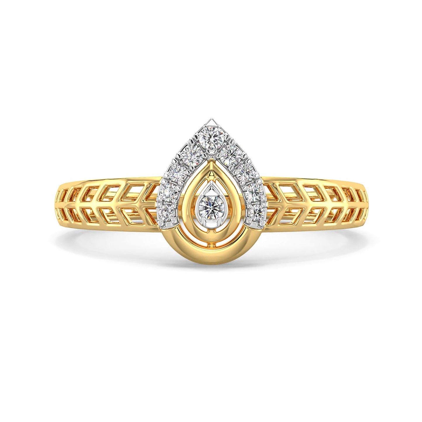Tiny Radiance Mesh Diamond Ring-Yellow Gold