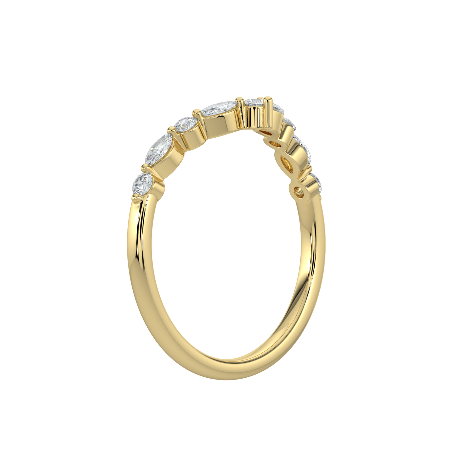 Crown Diamond Band-Yellow Gold