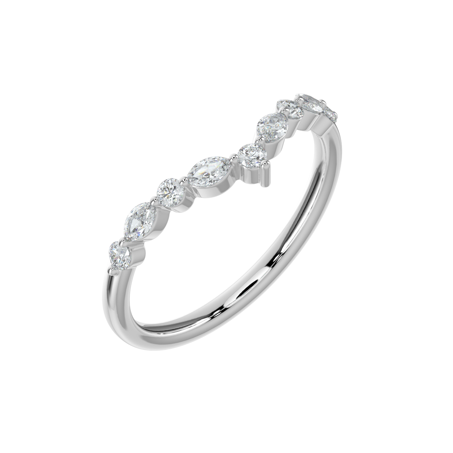 Crown Diamond Band-White Gold