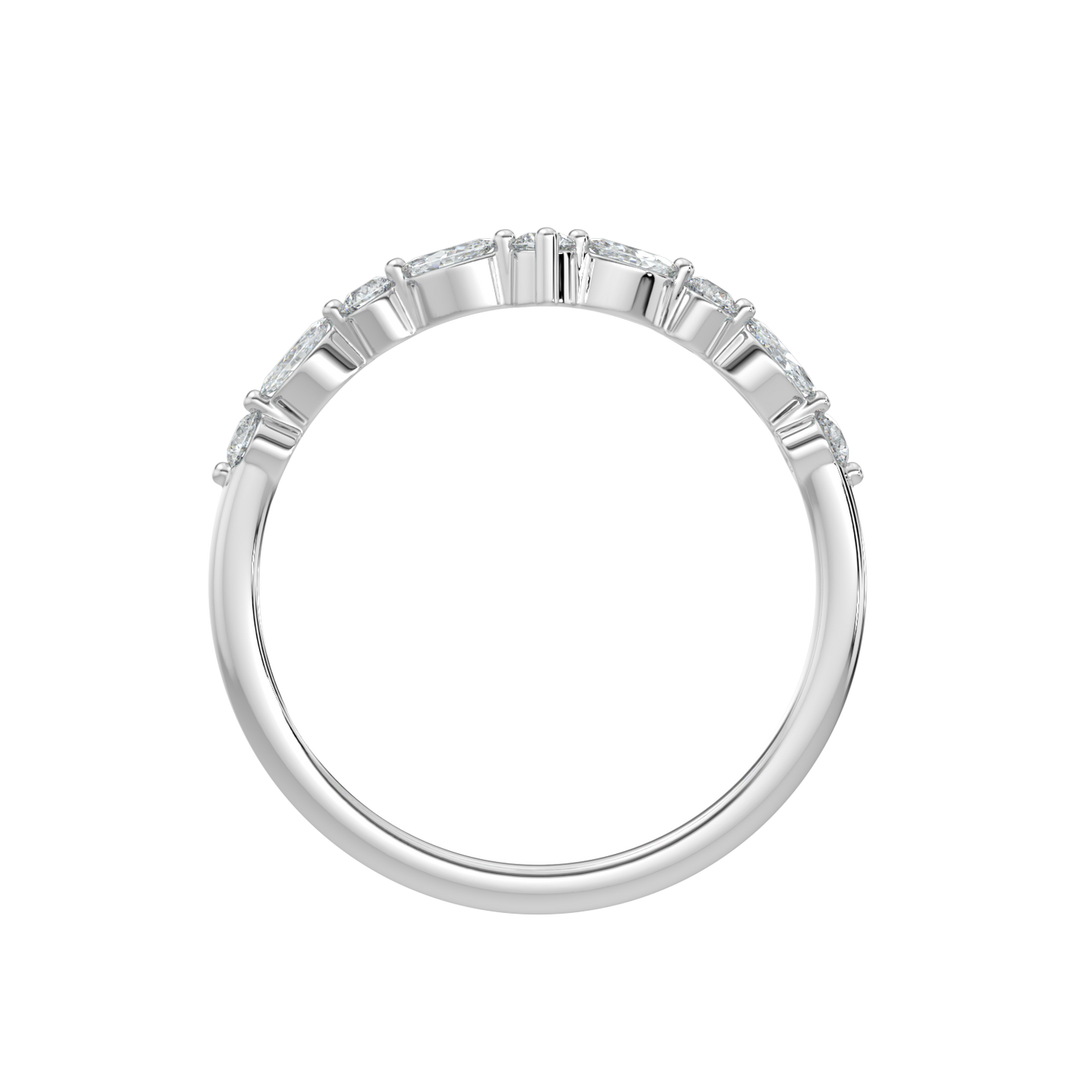 Crown Diamond Band-White Gold