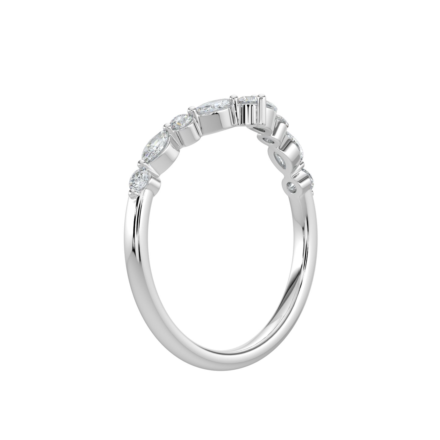 Crown Diamond Band-White Gold