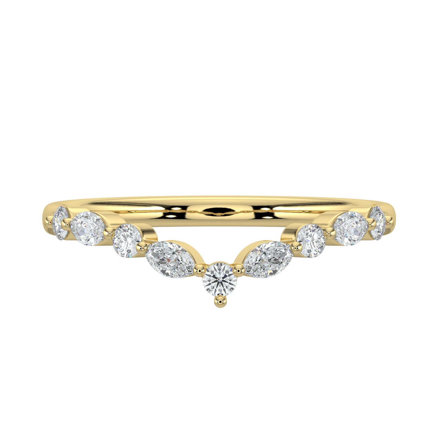 Crown Diamond Band-Yellow Gold