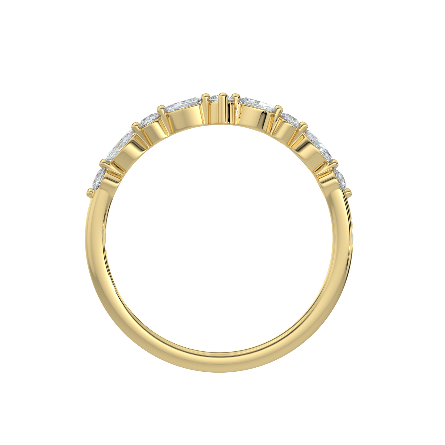 Crown Diamond Band-Yellow Gold