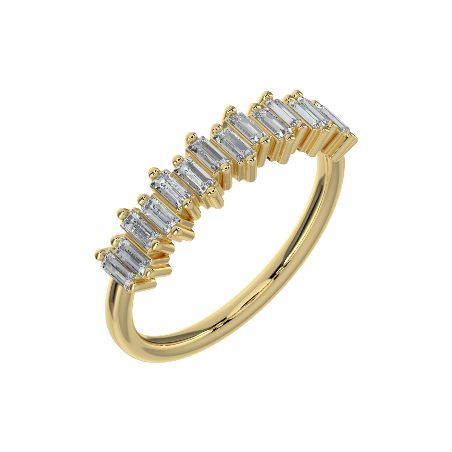 Baguette Diamond Band-Yellow Gold