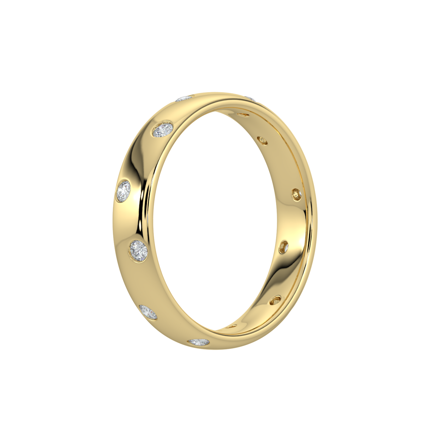 Bezel Set Diamond Band-Yellow Gold