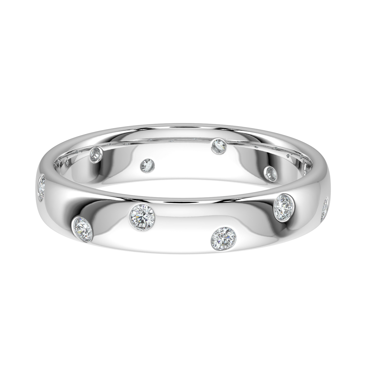 Bezel Set Diamond Band-White Gold