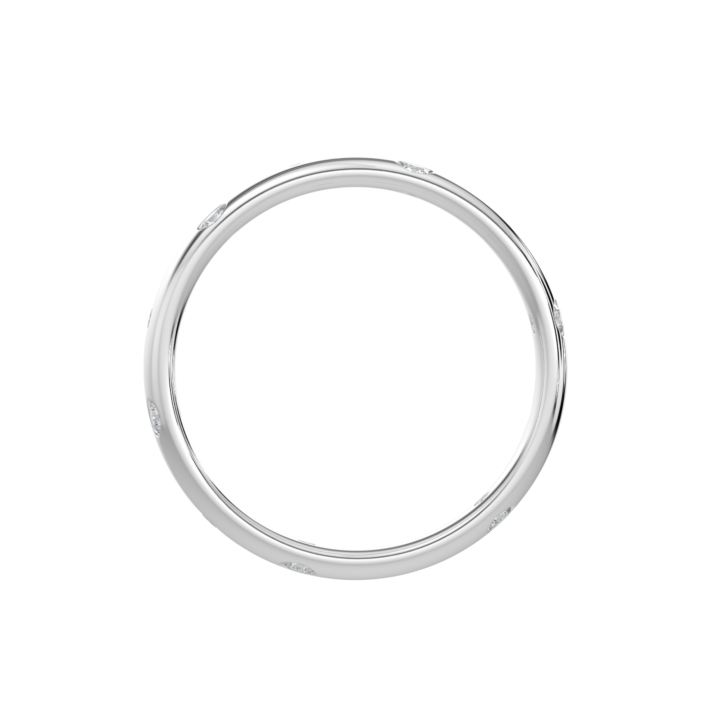 Bezel Set Diamond Band-White Gold