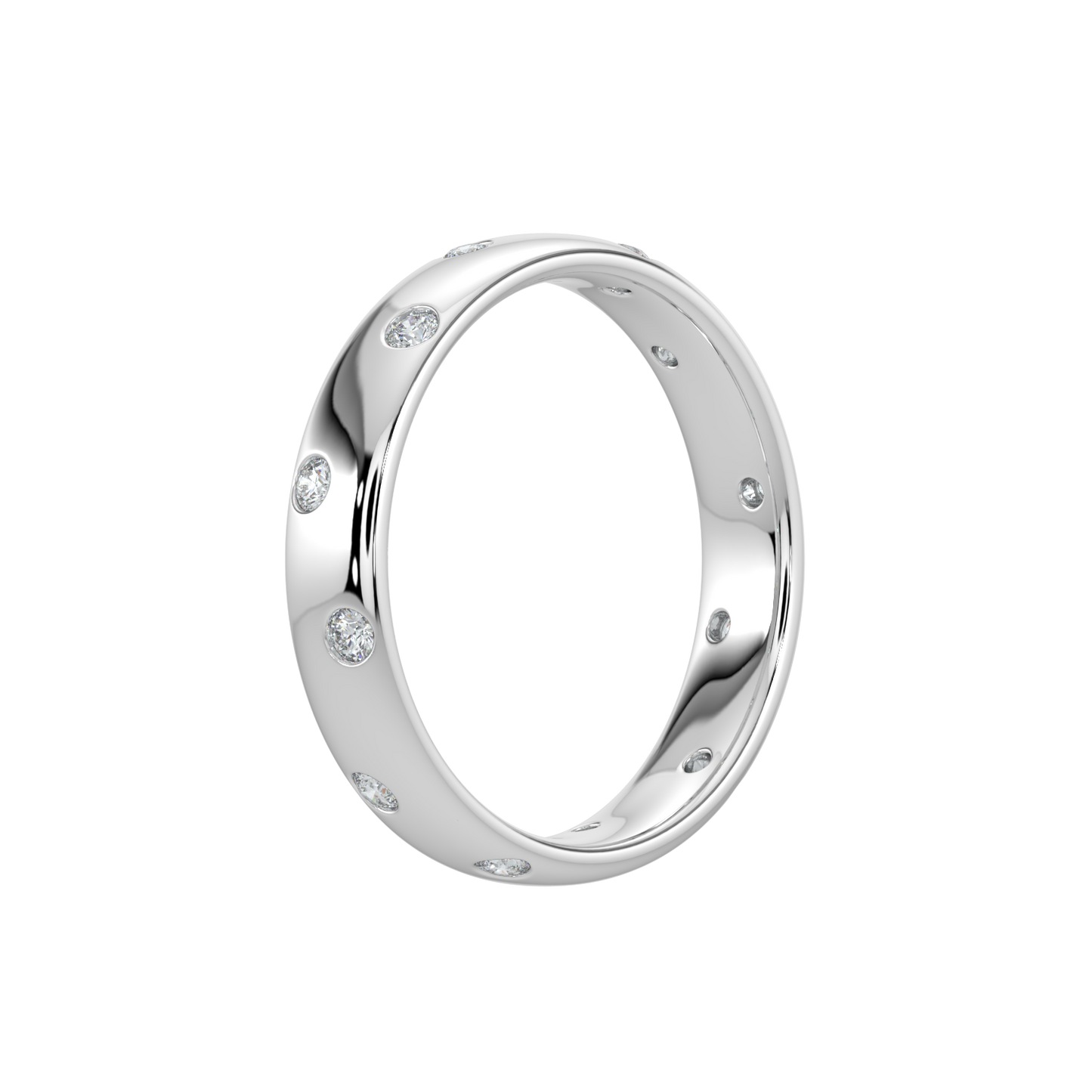Bezel Set Diamond Band-White Gold