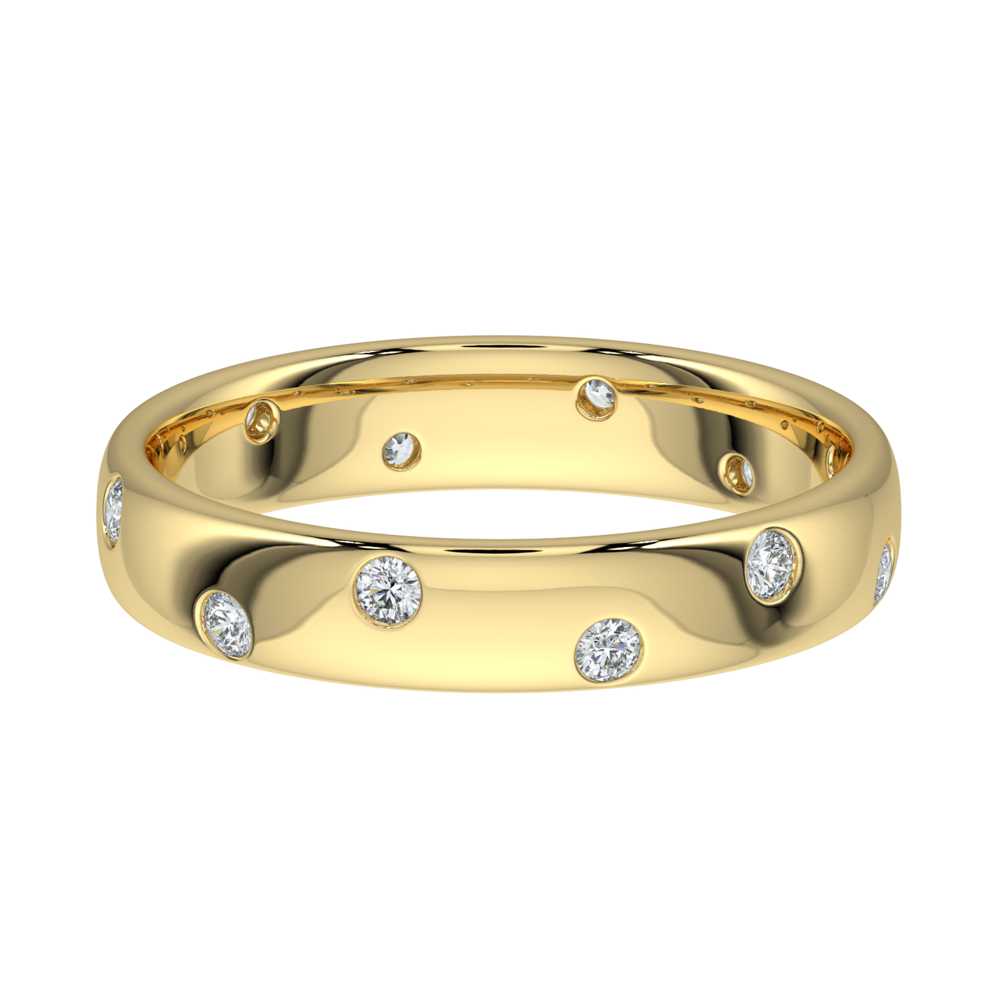 Bezel Set Diamond Band-Yellow Gold