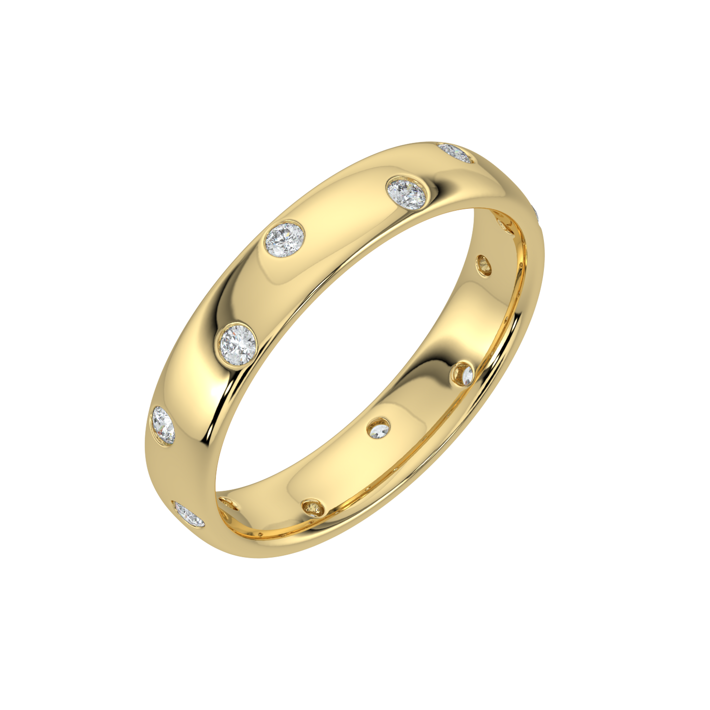 Bezel Set Diamond Band-Yellow Gold
