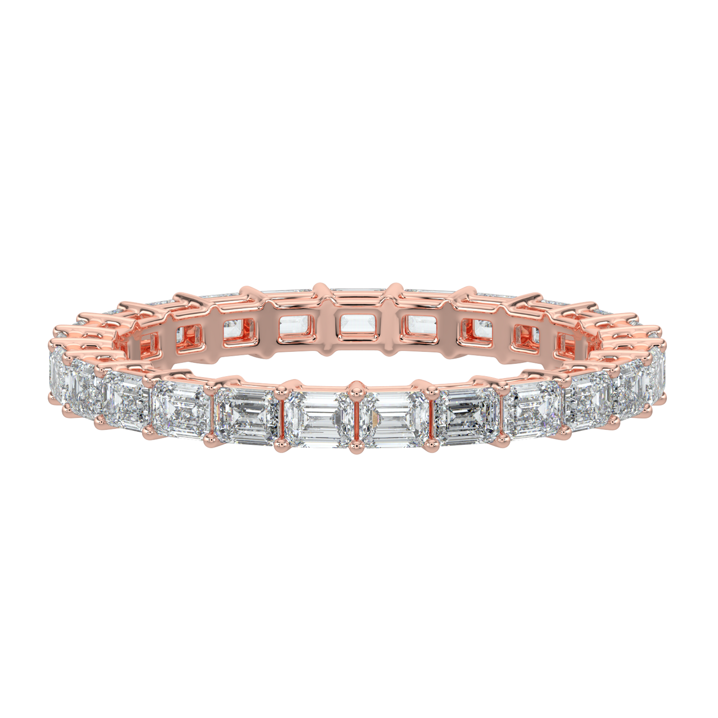 Emerald Diamond Band-Rose Gold