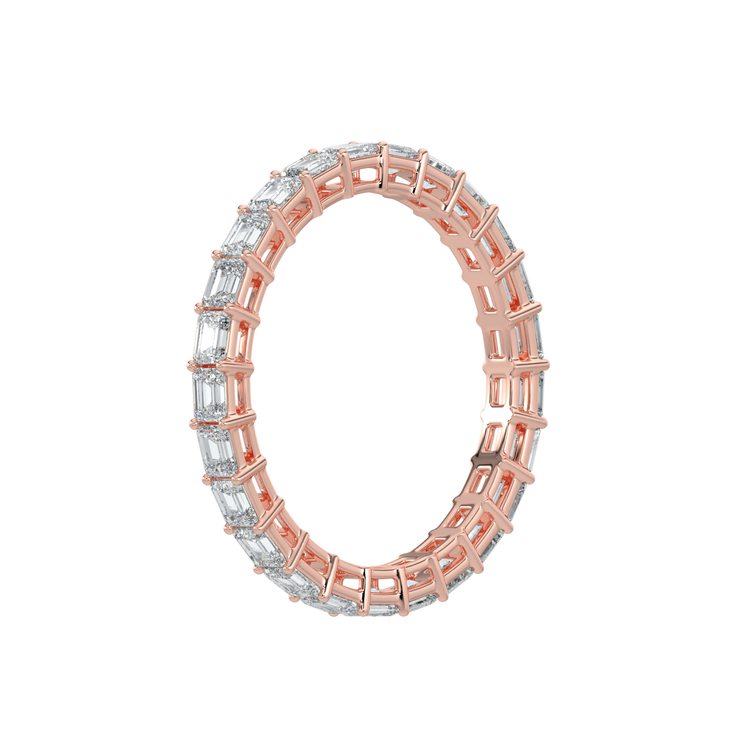Emerald Diamond Band-Rose Gold