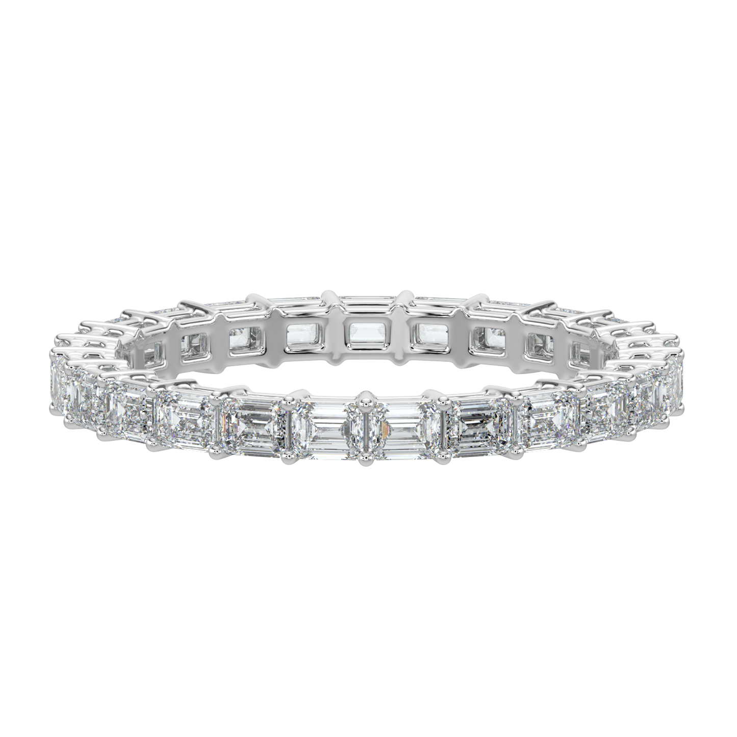 Emerald Diamond Band-White Gold