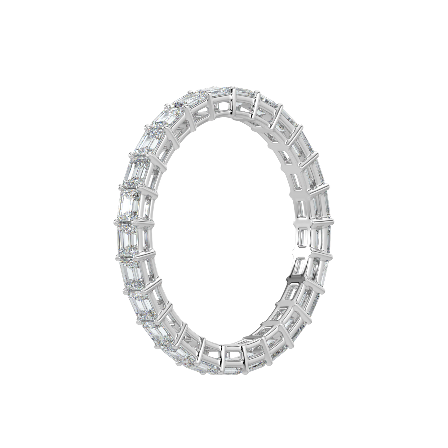 Emerald Diamond Band-White Gold