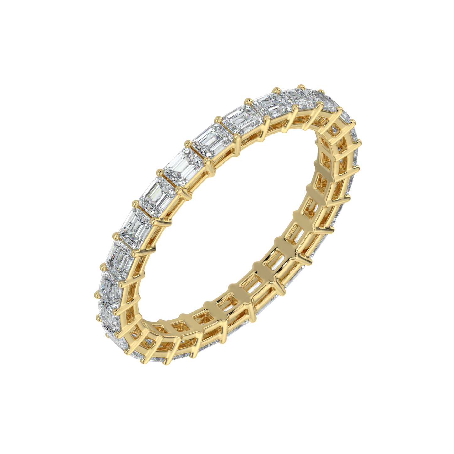 Emerald Diamond Band-Yellow Gold