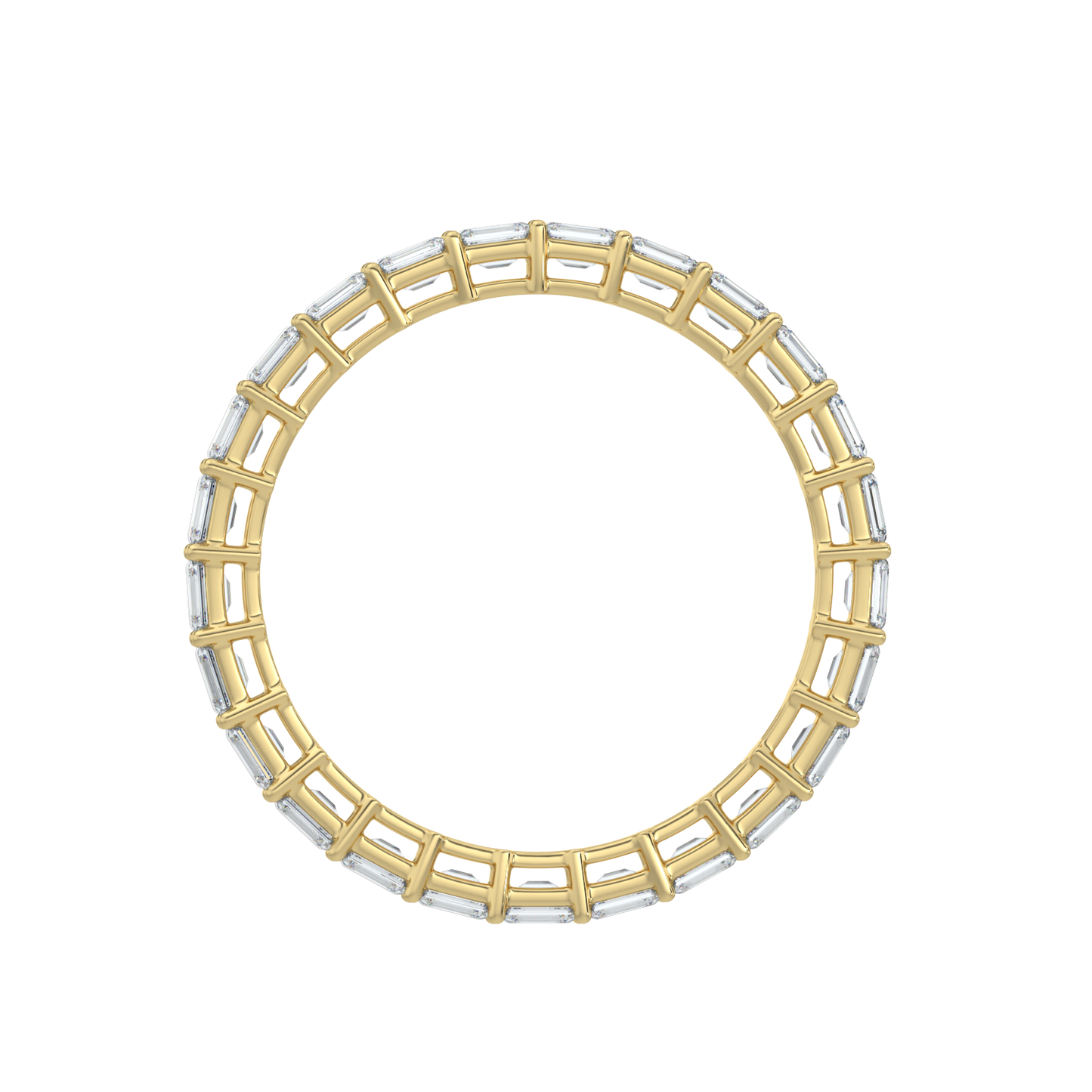 Emerald Diamond Band-Yellow Gold